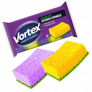 Vortex Gąbki Kuchenne Do Mycia Naczyń Zmywak Lekkie Dwustronne 5 Sztuk