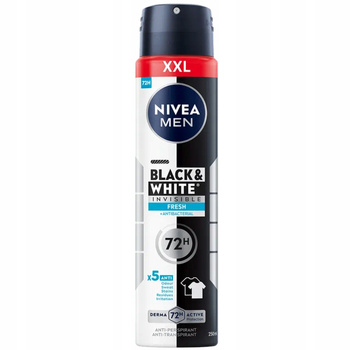 Nivea Men Black White Invisible Fresh 72H Antyperspirant Męski Spray 250ml