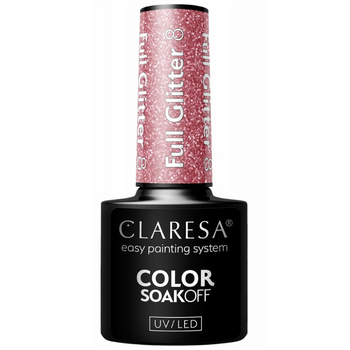 Claresa Lakier Hybrydowy Do Paznokci Brokatowy Różowy Full Glitter 8 5g