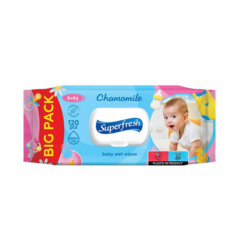 SuperFresh Uniwersalne Odświeżające Chusteczki Nawilżane Dla Dzieci 120 Szt
