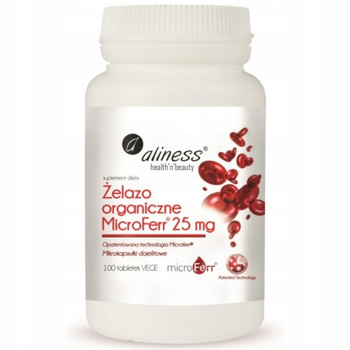 Aliness Żelazo Organiczne MicroFerr 25 mg Suplement Diety 100 Kapsułek