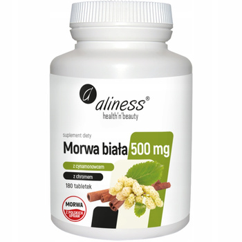 Aliness Morwa Biała 500mg Chrom Suplement Odchudzanie Metabolizm 180 Tabl