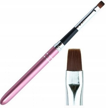 Pędzelek Składany Do Żelu nr 4 Płaski Prosty Różowy