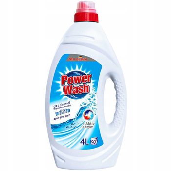 Power Wash White Żel Do Prania Białego Jasnego Ochrona Koloru 92 Prania 4L