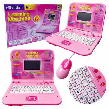 Laptop Edukacyjny Do Nauki Angielskiego Gry i Zabawy130 Funkcji Dla Rozwoju RÓŻOWY