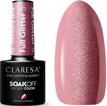 Claresa Lakier Hybrydowy Full Glitter 5 Różowy 5g