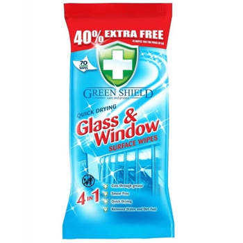 Green Shield Mokre Chusteczki Nawilżane Do Mycia Szyb Okien Luster 70 szt
