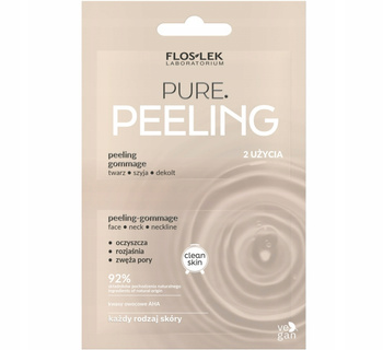 Floslek Pure Peeling Gommage Twarz Szyja Dekolt 2 Saszetki 2 x 4ml