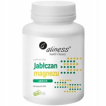 Aliness Jabłczan Magnezu z Witaminą B6 Suplement Diety Mięśnie 100 Kapsułek