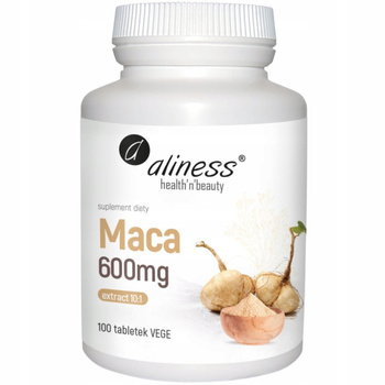 Aliness Korzeń Maca Ekstrakt 600mg Suplement Diety Płodność Libido 100 Tabs