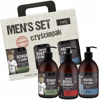 LaQ Zestaw Prezentowy Biznes z Klasą Czyściopak Męski Żel Pod Prysznic x3