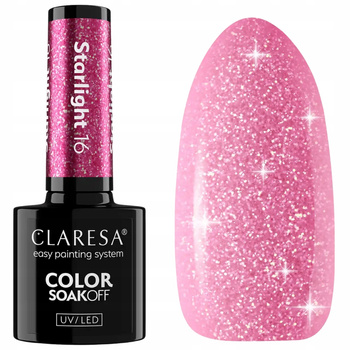 Claresa Lakier Hybrydowy Do Paznokci Różowy z Drobinkami Starlight 16 5g