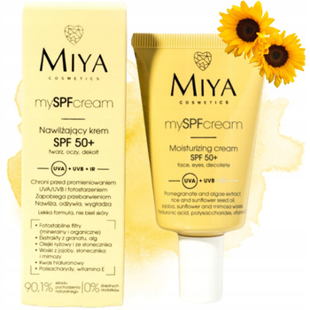 Miya mySPF Krem Nawilżający Do Twarzy Naturalny Ochronny SPF50+ 40ml