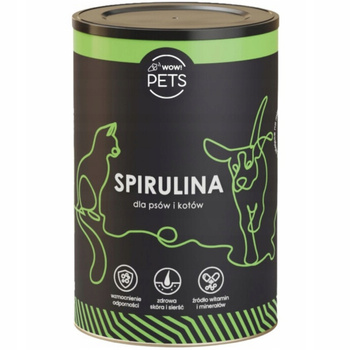 Wow Hau Spirulina Suplement Dla Kota i Psa Źródło Witamin Minerałów 500g