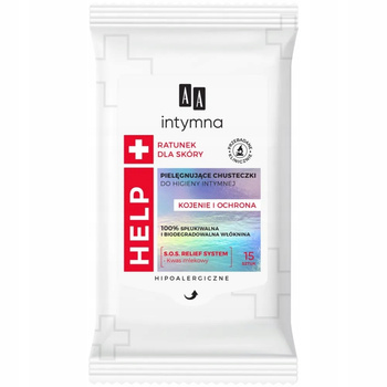 AA Intymna Help Chusteczki Do Higieny Intymnej z Kwasem Mlekowym 15 sztuk