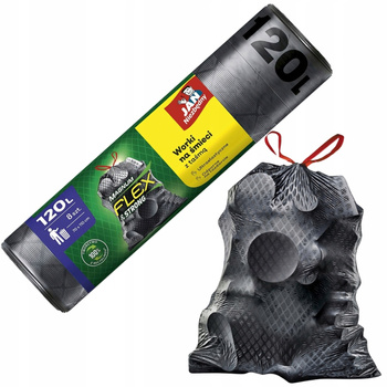 Jan Niezbędny Magnum Flex Strong Czarne Worki Na Śmieci 120l z Taśmą 8 szt