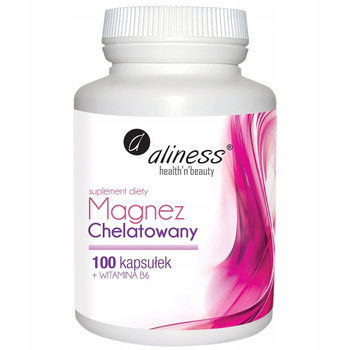 Aliness Magnez Chelatowany Witamina B6 Suplement Skurcze Mięśni 100 Kaps
