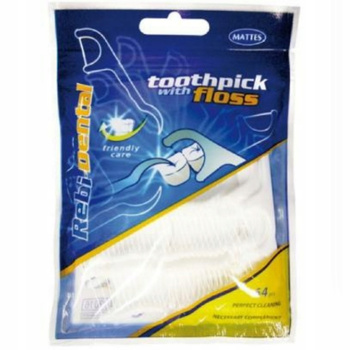 Rebi Dental Stomatologiczna Wykałaczka z Nicią Dentystyczną Zestaw 64 szt