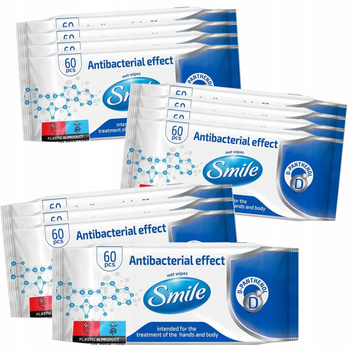 Smile Nawilżane Mokre Chusteczki Dla Dzieci D-Panthenol Karton 12 x 60 szt