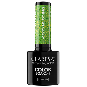 Claresa Lakier Hybrydowy Do Paznokci Zielony Drobinki Unicorn Glow 2 5g