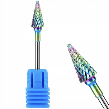 CoolStaff Wolframowy Frez Do Paznokci Manicure i Pedicure Stożek Tęczowy FRC500-10