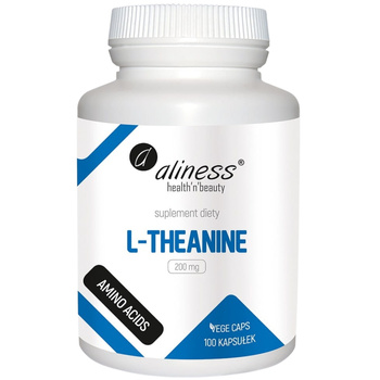 Aliness L-Theanine 200mg Suplement L-Teanina Odprężenie Stres 100 Kapsułek