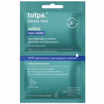 Tołpa Dermo Face Sebio Max Efekt Normalizująca Maseczka Do Twarzy Glinka Zielona 12ml