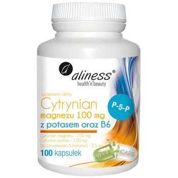 Aliness Cytrynian Magnezu z Witaminą B6 i Potasem Suplement Diety 100 Kaps