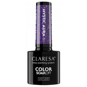 Claresa Lakier Hybrydowy Do Paznokci Fiolet z Drobinkami Mystic Aura 6 5g