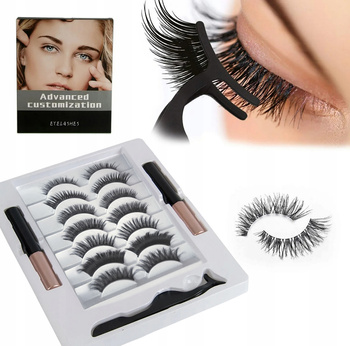 CoolStaff Rzęsy Magnetyczne 7 Par + Pęseta + 2 x Eyeliner