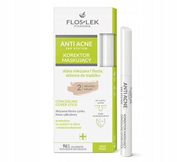 Floslek Anti Acne 24H Vegan Korektor Maskujący Niedoskonałości Naturalny 02