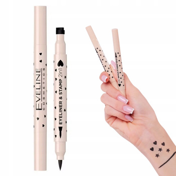 Eveline Eyeliner Dwustronny Ze Stemplem z Sercem Serduszkiem 01 Czarny