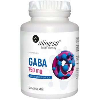 Aliness GABA Kwas Gamma Aminomasłowy 750mg Suplement Diety 100 Kapsułek