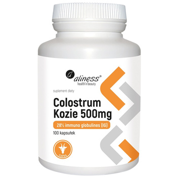 Aliness Colostrum Kozie 500mg Suplement Diety Siara Odporność 100 Kapsułek