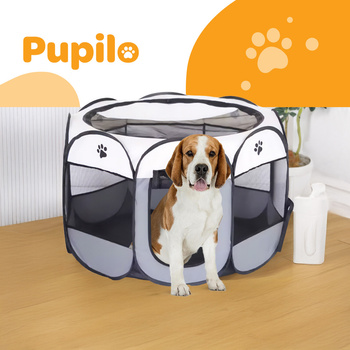 Pupilo Duży XXL Składany Przenośny Kojec Dla Kota Psa Szary