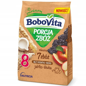 BoboVita Porcja 7 Zbóż Kaszka Mleczna Zbożowo Jaglana Owocowa Po 8 Msc 210g