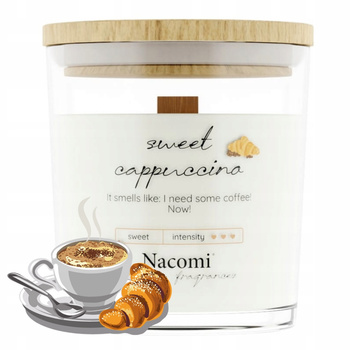 Nacomi Naturalna Świeca Sojowa z Drewnianym Knotem Sweet Cappuccino 140g