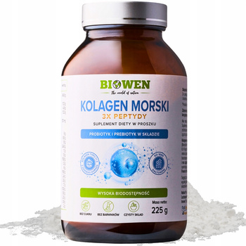 Biowen Kolagen Rybi Morski 3X Peptydy Do Picia Suplement Diety Proszek 225g