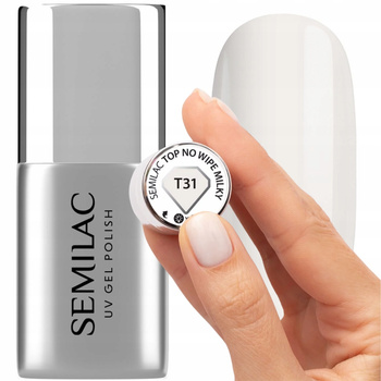 Semilac Top No Wipe Milky T31 Do Lakierów Hybrydowych Delikatny Mleczny 7ml
