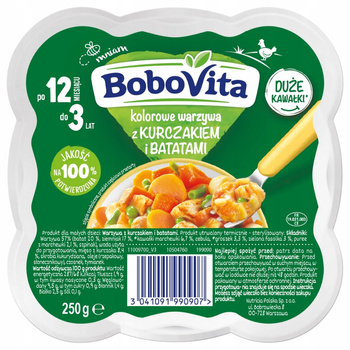 Bobovita Obiadek Kolorowe Warzywa z Kurczakiem Batatami Po 12 Miesiącu 250g