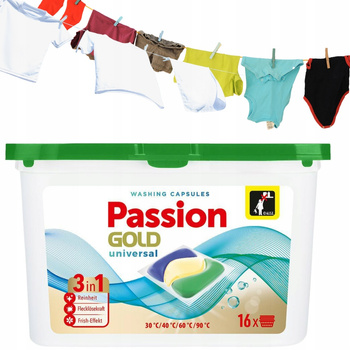 Passion Gold Universal 3w1 Kapsułki Do Prania Białego Kolorowego 16 szt