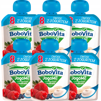 Bobovita JogoMi! Owoce z Jogurtem Dla Dzieci Truskawka Malina 80g x 6 Sztuk Data Ważności 16.06.2025