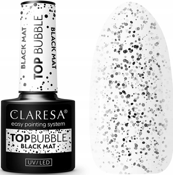 Claresa Top No Wipe Hybrydowy Bez Przemywania Bubble Black Matt Czarny 5ml