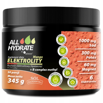 Aliness AllHydrate Elektrolity B Complex Methyl Mango Suplement Diety 345g