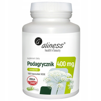 Aliness Podagrycznik Ekstrakt 10:1 400 mg Wątroba Odchudzanie 100 Kapsułek