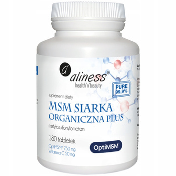Aliness MSM Siarka Organiczna Plus z Witaminą C Trądzik Kości Stawy 180 Tab