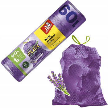Jan Niezbędny Magnum Flex Strong Worki Na Śmieci 60l z Taśmą Lawenda 8 szt