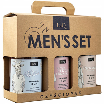 LaQ Men's Set Czyściopak Męski Zestaw Prezentowy Żel Pod Prysznic 3x 500ml