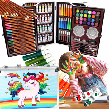 CoolStaff Zestaw 145 Przyborów Plastycznych Do Malowania Artystyczny Dla Dzieci NIEBIESKI