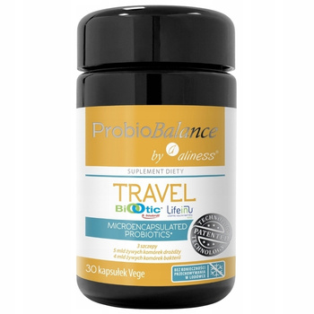 Aliness ProbioBalance Travel Probiotyk Na Podróże Wakacje Trawienie 30 Kaps